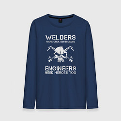 Лонгслив хлопковый мужской Welding profession, цвет: тёмно-синий
