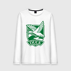 Лонгслив хлопковый мужской Летящая утка, цвет: белый