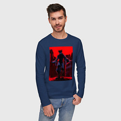 Лонгслив хлопковый мужской Магическая битва Тёсо Манипуляция кровью, цвет: тёмно-синий — фото 2