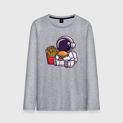Лонгслив хлопковый мужской Голодный космонавт, цвет: меланж