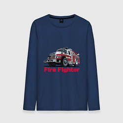 Лонгслив хлопковый мужской Fire fighter, цвет: тёмно-синий