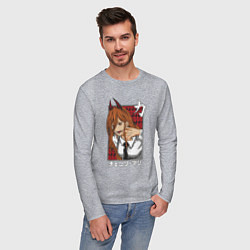 Лонгслив хлопковый мужской Power anime, цвет: меланж — фото 2