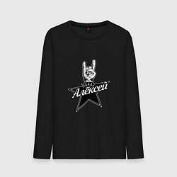 Лонгслив хлопковый мужской Алексей рок звезда, цвет: черный