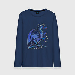Лонгслив хлопковый мужской Azure dragon, цвет: тёмно-синий
