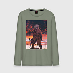 Лонгслив хлопковый мужской Сага о Винланде Торфинн исландский воин, цвет: авокадо