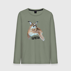 Лонгслив хлопковый мужской Каракет кот Шлепа блоггер, цвет: авокадо