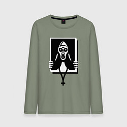 Лонгслив хлопковый мужской Ведьма монашка, цвет: авокадо