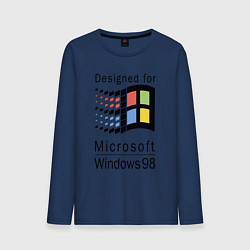 Лонгслив хлопковый мужской Разработанный для windows 98, цвет: тёмно-синий