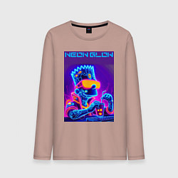 Лонгслив хлопковый мужской Bart Simpson - neon fantasy ai art, цвет: пыльно-розовый