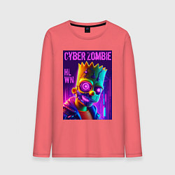 Лонгслив хлопковый мужской Bart Simpson cyber zombie - halloween ai art, цвет: коралловый