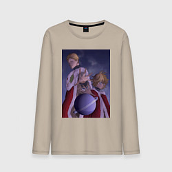 Лонгслив хлопковый мужской Чёрный клевер Юлиус король магов, цвет: миндальный