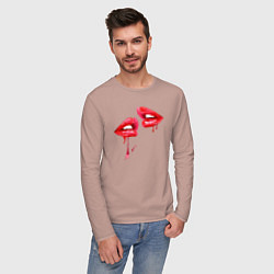 Лонгслив хлопковый мужской Sexy lips, цвет: пыльно-розовый — фото 2