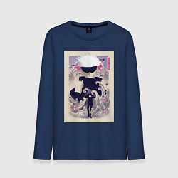 Лонгслив хлопковый мужской Магическая битва Сатору Годзё арт повязка, цвет: тёмно-синий