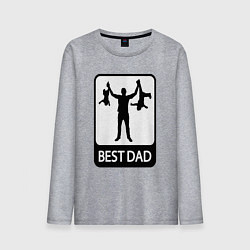 Лонгслив хлопковый мужской Best dad, цвет: меланж