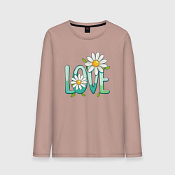 Лонгслив хлопковый мужской Любовь и ромашки, цвет: пыльно-розовый