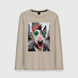 Лонгслив хлопковый мужской Bully punk musician - ai art fantasy, цвет: миндальный
