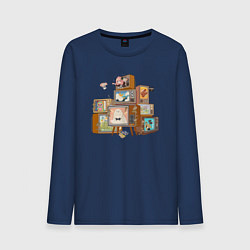 Лонгслив хлопковый мужской Аня: Семья шпиона, цвет: тёмно-синий