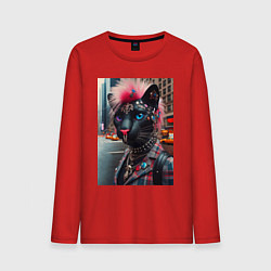 Лонгслив хлопковый мужской Голубоглазая пантера модница из Нью-Йорка - нейрос, цвет: красный