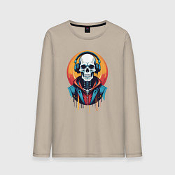 Мужской лонгслив Скелет в наушниках