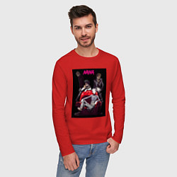 Лонгслив хлопковый мужской Нана Осаки группа, цвет: красный — фото 2