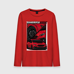 Лонгслив хлопковый мужской Автомобиль Subaru WRX, цвет: красный