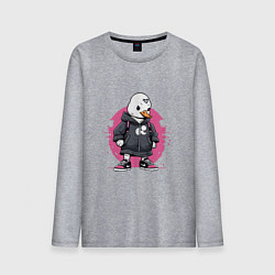 Лонгслив хлопковый мужской Утенок в кроссовках, цвет: меланж