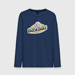 Лонгслив хлопковый мужской Бейсбол спорт, цвет: тёмно-синий