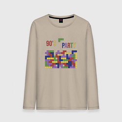 Лонгслив хлопковый мужской Тетрис игра 90х ностальгия геометрическая абстракц, цвет: миндальный