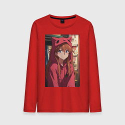 Мужской лонгслив Евангелион Аска Лэнгли Сорью кошка