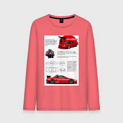 Лонгслив хлопковый мужской Honda nsx, цвет: коралловый