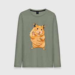 Мужской лонгслив Милый хомяк машет лапкой