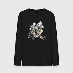 Лонгслив хлопковый мужской Столп Ветра Санеми Шинадзугава Клинок рассекающий, цвет: черный