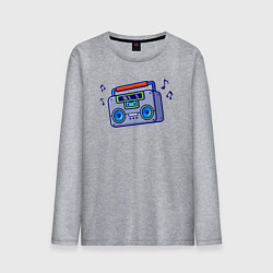 Лонгслив хлопковый мужской Музыкальный бумбокс, цвет: меланж