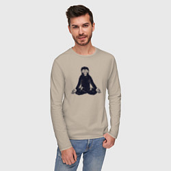 Лонгслив хлопковый мужской Yoga monkey, цвет: миндальный — фото 2