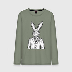 Лонгслив хлопковый мужской Кролик в костюме, цвет: авокадо