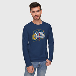 Лонгслив хлопковый мужской Play basket, цвет: тёмно-синий — фото 2