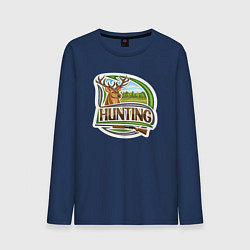 Лонгслив хлопковый мужской Deer hunting, цвет: тёмно-синий
