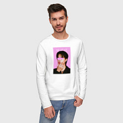 Лонгслив хлопковый мужской Чимин BTS, цвет: белый — фото 2