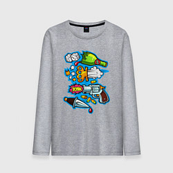 Лонгслив хлопковый мужской Пистолет кастет и нож, цвет: меланж