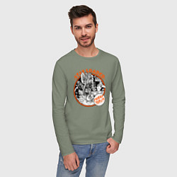 Лонгслив хлопковый мужской Все в восторге не меняйся, цвет: авокадо — фото 2