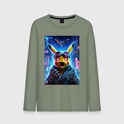 Мужской лонгслив Pikachu brave cyber pilot - neon glow