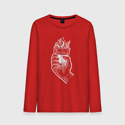 Лонгслив хлопковый мужской Виски в огне, цвет: красный