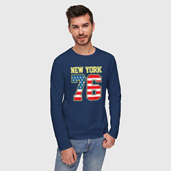 Лонгслив хлопковый мужской New York 76, цвет: тёмно-синий — фото 2