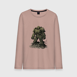 Лонгслив хлопковый мужской Воин в силовой броне защитной - Fallout, цвет: пыльно-розовый