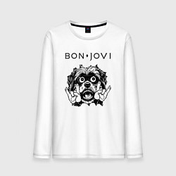 Лонгслив хлопковый мужской Bon Jovi - rock dog, цвет: белый