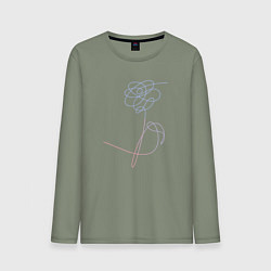 Лонгслив хлопковый мужской BTS Flowers, цвет: авокадо