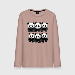 Лонгслив хлопковый мужской Шесть панд, цвет: пыльно-розовый