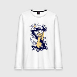 Лонгслив хлопковый мужской Прикосновение к космосу, цвет: белый