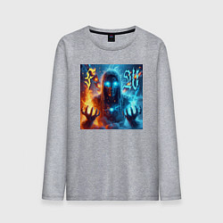 Мужской лонгслив Fire and water - neon glow
