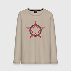 Лонгслив хлопковый мужской Circle star USSR, цвет: миндальный